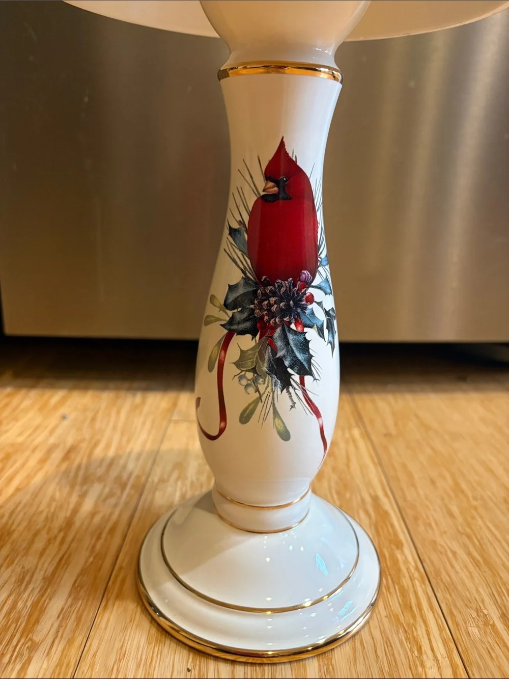 Lenox Holiday Winter Greetings Porcelain Votive Candle Lamp & Shade, 13.5-in Tal